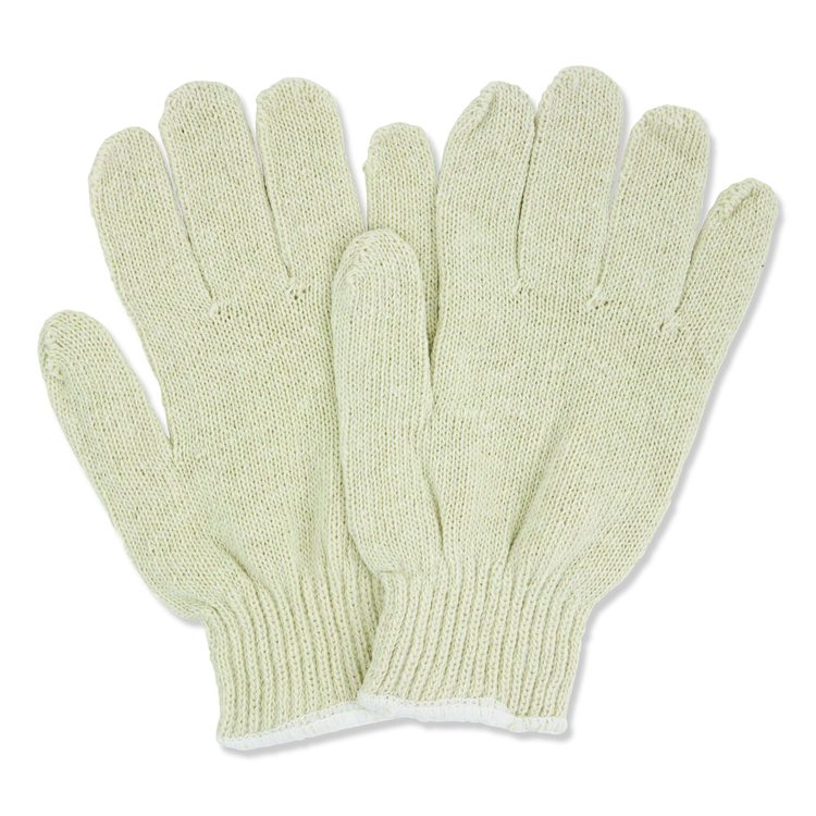 ProWorks String Knit Glove, Reversible, Large, Natural, 12 Pairs