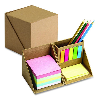 Desk Supply Organizer, 3 Compartments, 3.5 x 3.5 x 3.5, Brown, Paper