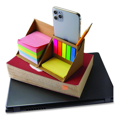 Desk Supply Organizer, 3 Compartments, 3.5 x 3.5 x 3.5, Brown, Paper