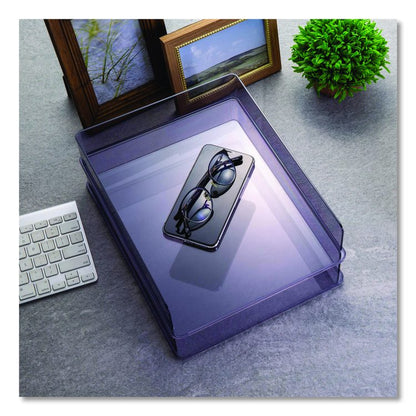 Recycled Plastic Letter Tray, 1 Section, Letter Size Files, 10.16" x 12.8" x 2.76", Translucent Ash, 2/Pack