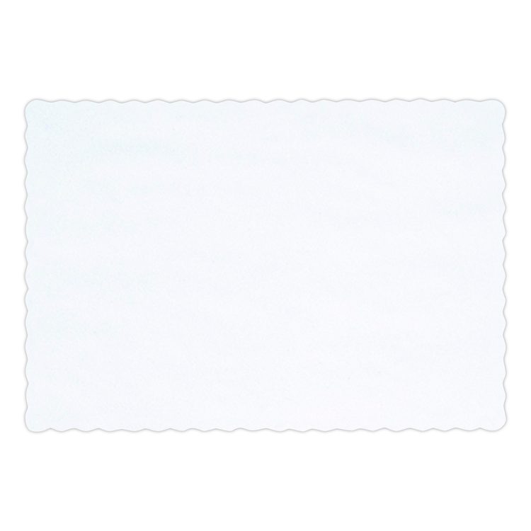 Placemats, Smooth Surface, Scalloped Edges, 13.5" x 9.63", White, 1,000/Carton