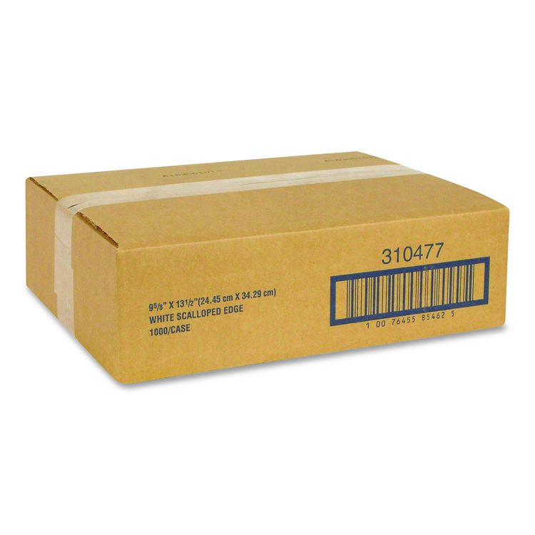Placemats, Smooth Surface, Scalloped Edges, 13.5" x 9.63", White, 1,000/Carton