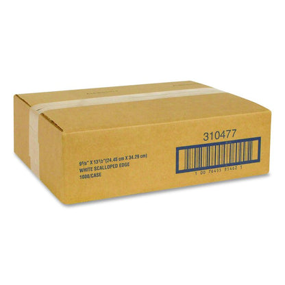 Placemats, Smooth Surface, Scalloped Edges, 13.5" x 9.63", White, 1,000/Carton