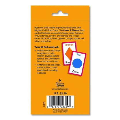 Colors and Shapes Flash Cards, Grades Pre-K to 1, 3.25" x 5.25", Assorted Colors, 54 Cards
