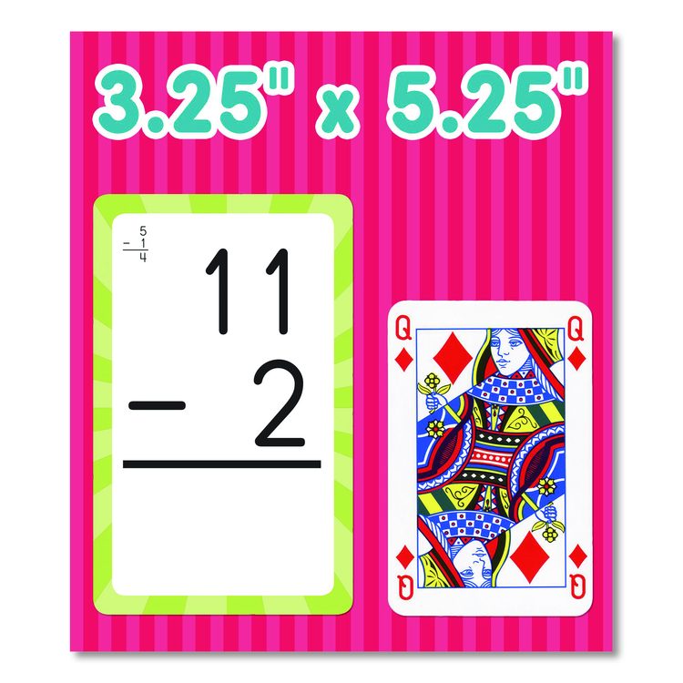 Subtraction 0 to 12 Flash Cards, Grades 1 to 5, 3.25" x 5.25", Assorted Colors, 54 Cards