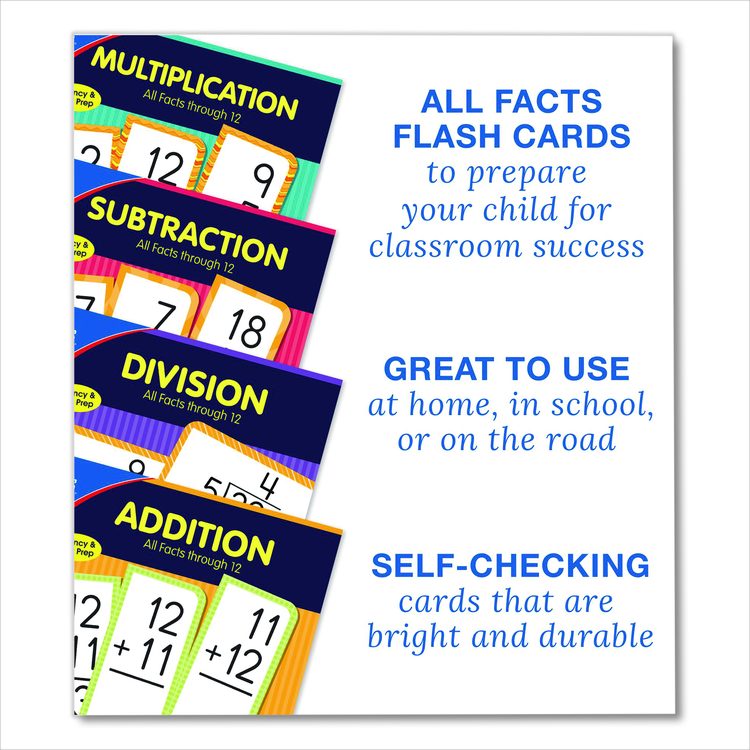 Fractions Flash Cards, Grades 4 to 6, 3.25" x 5.25", Assorted Colors, 54 Cards