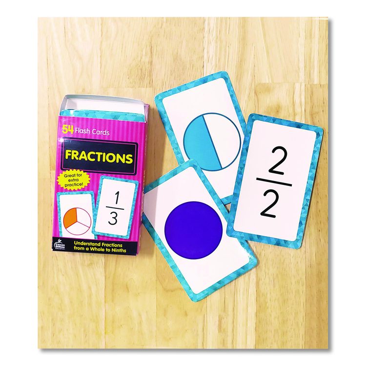 Fractions Flash Cards, Grades 4 to 6, 3.25" x 5.25", Assorted Colors, 54 Cards