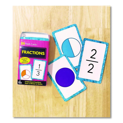 Fractions Flash Cards, Grades 4 to 6, 3.25" x 5.25", Assorted Colors, 54 Cards