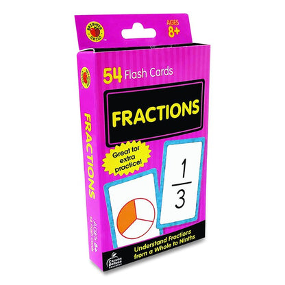 Fractions Flash Cards, Grades 4 to 6, 3.25" x 5.25", Assorted Colors, 54 Cards