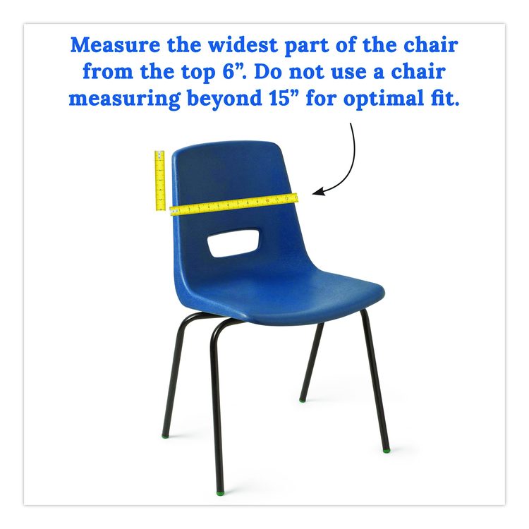 Chairback Buddy for Student Chairs with a Back Width Up to 15", Medium, 15 x 1.5 x 19, Fabric, Blue/Yellow