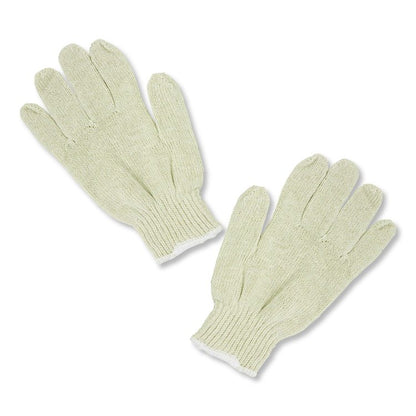 ProWorks String Knit Glove, Reversible, Large, Natural, 12 Pairs