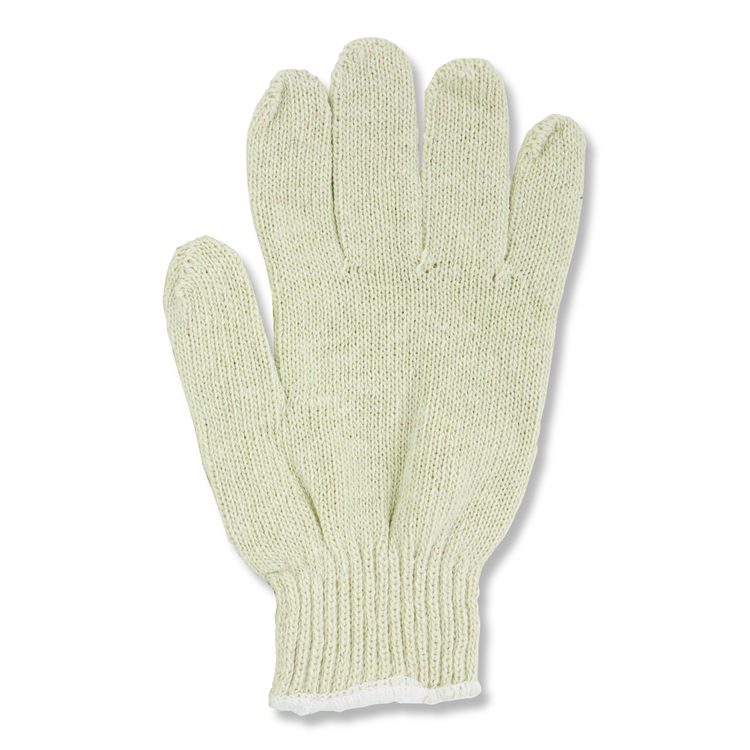 ProWorks String Knit Glove, Reversible, Large, Natural, 12 Pairs