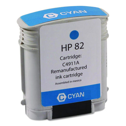Remanufactured Cyan High-Yield Ink, Replacement for 82 (C4911A), 69 mL