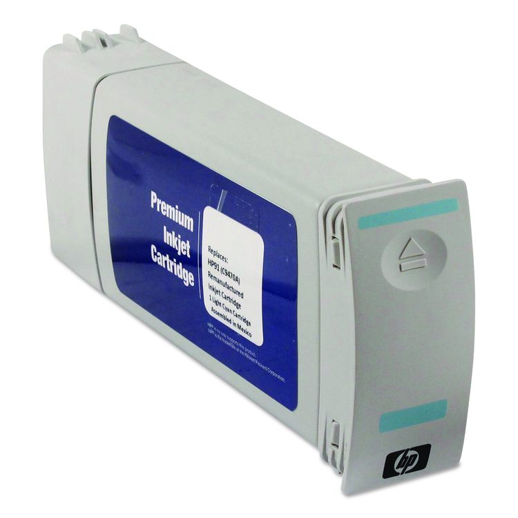 Remanufactured Light Cyan High-Yield Ink, Replacement for 91 (C9467A), 775 mL