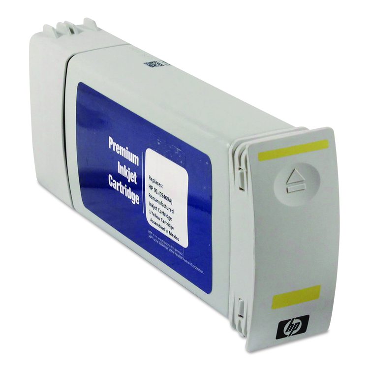Compatible Yellow High-Yield Ink, Replacement for 91 (C9469A), 775 mL