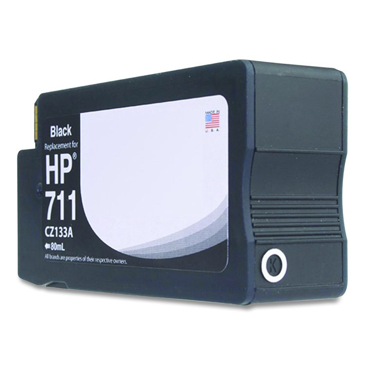 Remanufactured Black Ink, Replacement for 711 (CZ133A), 80 mL