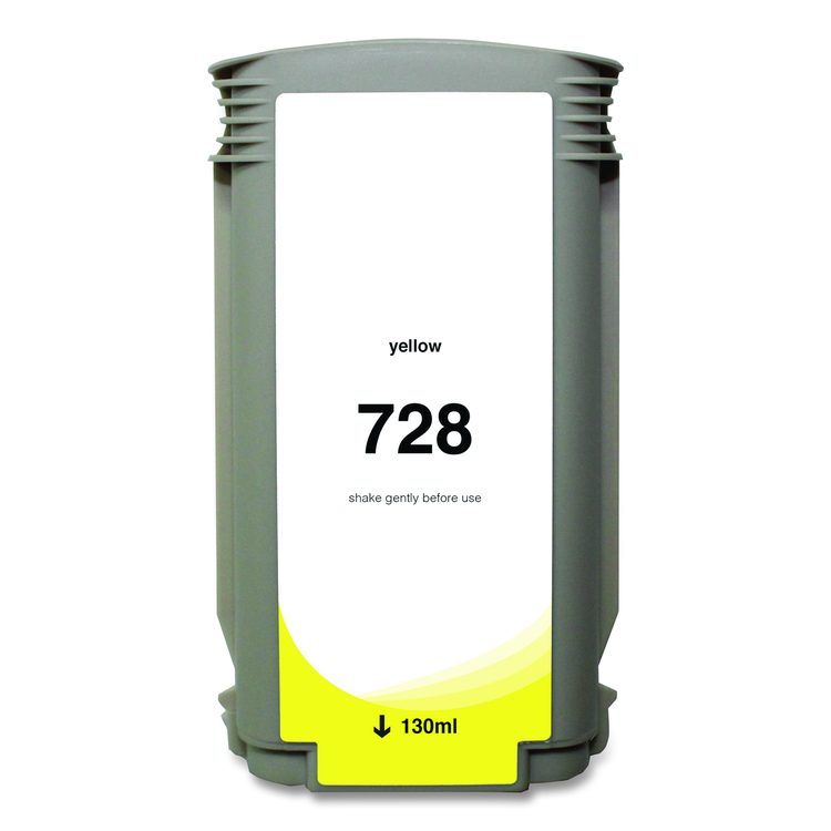 Compatible Yellow Ink, Replacement for 728 (F9J65A), 130 mL
