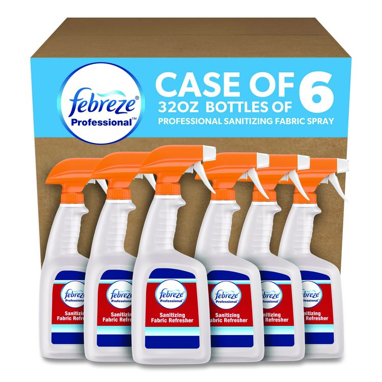 Professional Sanitizing Fabric Refresher, Light Scent, 32 oz Spray Bottle, 6/Carton