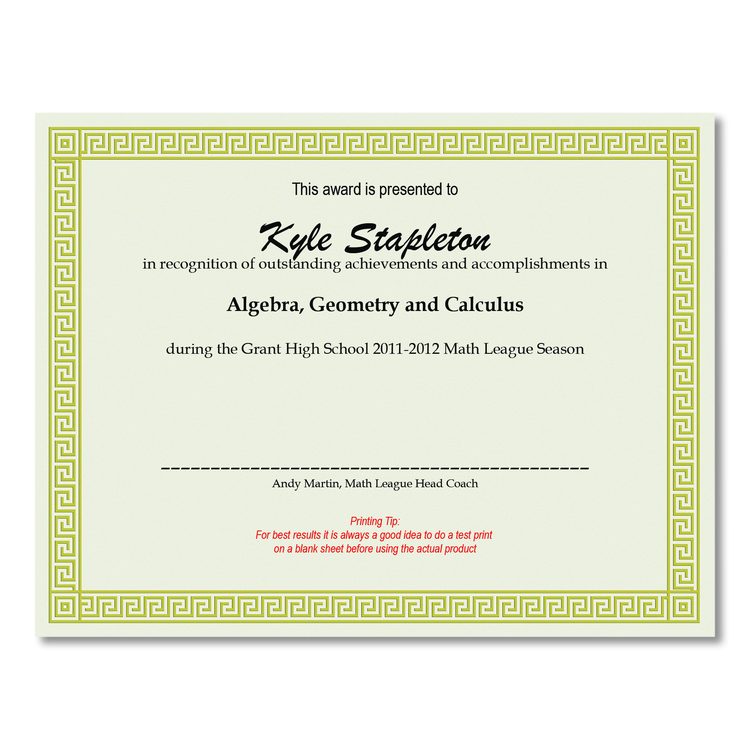 Foil Border Certificates, 8.5 x 11, Ivory/Gold with Channel Gold Border, 12/Pack
