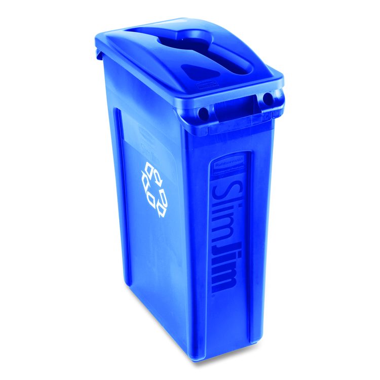 Slim Jim Single Stream Recycling Top for Slim Jim Containers, 12.1w x 21d x 2.75h, Blue