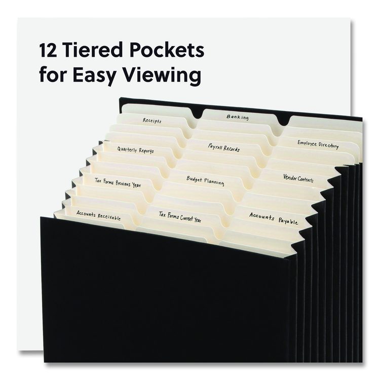 Stadium File, 10.5" Expansion, 12 Sections, 1/3-Cut Tabs, Letter Size, Charcoal