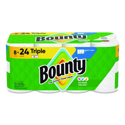 Select-a-Size Kitchen Roll Paper Towels, 2-Ply, White, 6 x 11, 123 Sheets/Roll, 8 Triple Rolls/Carton