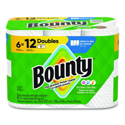 Select-a-Size Kitchen Roll Paper Towels, 2-Ply, 6 x 11, White, 82 Sheets/Double Roll, 6 Rolls/Carton