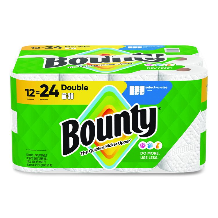 Select-a-Size Kitchen Roll Paper Towels, 2-Ply, 5.9 x 11, White, 82 Sheets/Double Roll, 12 Rolls/Carton