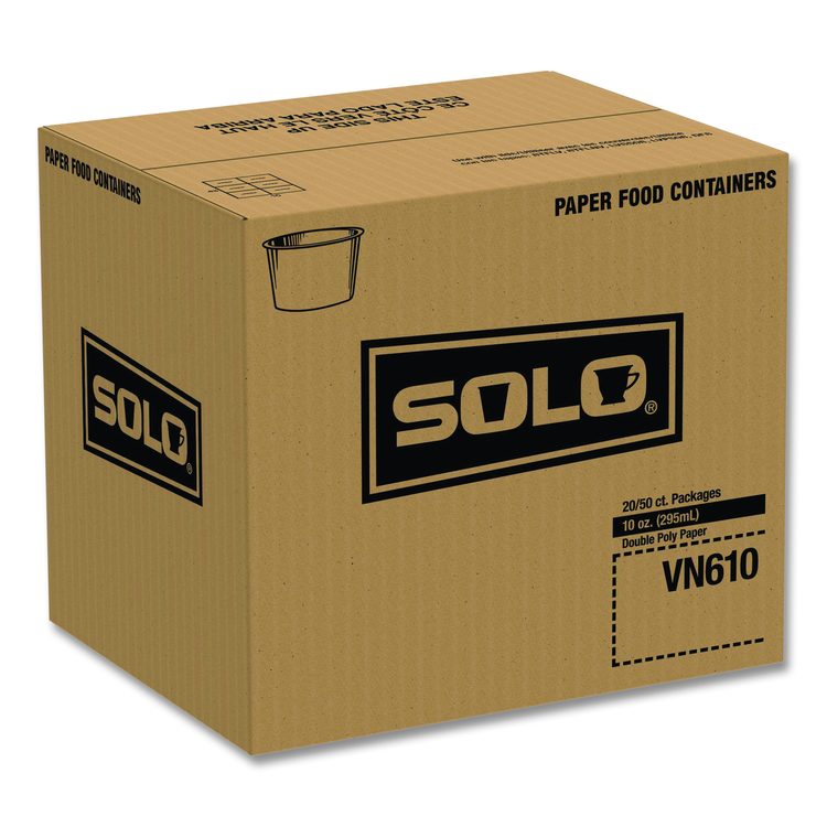 Double Poly Paper Food Containers, 10 oz, 3.8 dia x 2.7" h, White, Paper,1,000/Carton