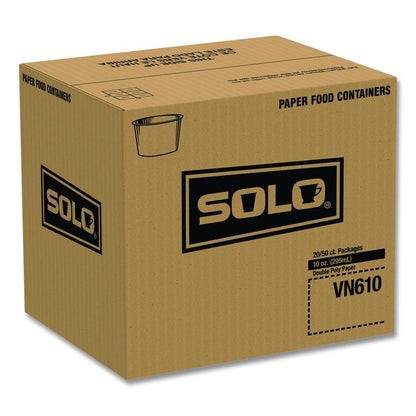 Double Poly Paper Food Containers, 10 oz, 3.8 dia x 2.7" h, White, Paper,1,000/Carton