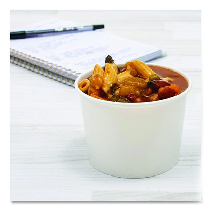 Double Poly Paper Food Containers, 10 oz, 3.8 dia x 2.7" h, White, Paper,1,000/Carton