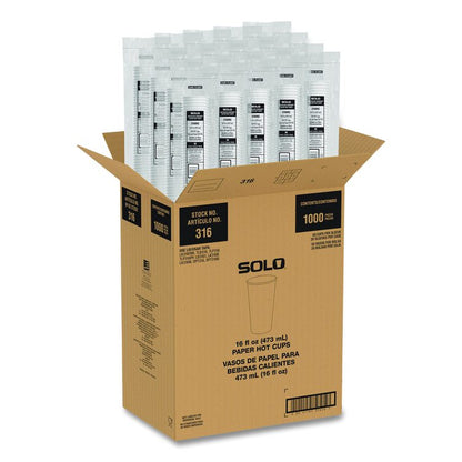 Recycled Content PCF Paper Hot Cups, ProPlanet Seal, 16 oz, White/Blue, 1,000/Carton
