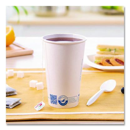 Recycled Content PCF Paper Hot Cups, ProPlanet Seal, 16 oz, White/Blue, 1,000/Carton
