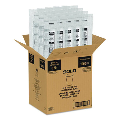 Recycled Content PCF Paper Hot Cups, ProPlanet Seal, 10 oz, White/Blue, 1,000/Carton