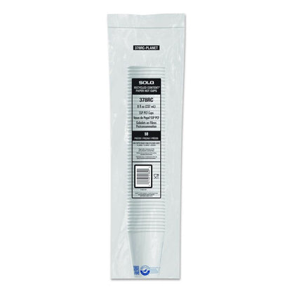 Recycled Content PCF Paper Hot Cups, ProPlanet Seal, 8 oz, White/Blue, 1,000/Carton