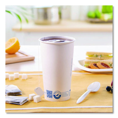 Recycled Content PCF Paper Hot Cups, ProPlanet Seal, 20 oz, White/Blue, 600/Carton