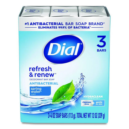 Refresh and Renew Antibacterial Deodorant Bar Soap, Spring Water Scent, 4 oz, 3 Bars/Pack, 4 Packs/Carton