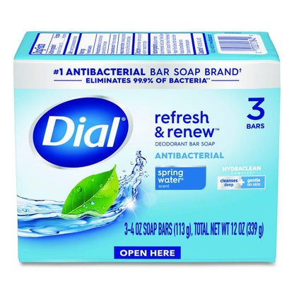 Refresh and Renew Antibacterial Deodorant Bar Soap, Spring Water Scent, 4 oz, 3 Bars/Pack, 4 Packs/Carton