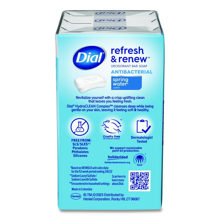Refresh and Renew Antibacterial Deodorant Bar Soap, Spring Water Scent, 4 oz, 3 Bars/Pack, 4 Packs/Carton