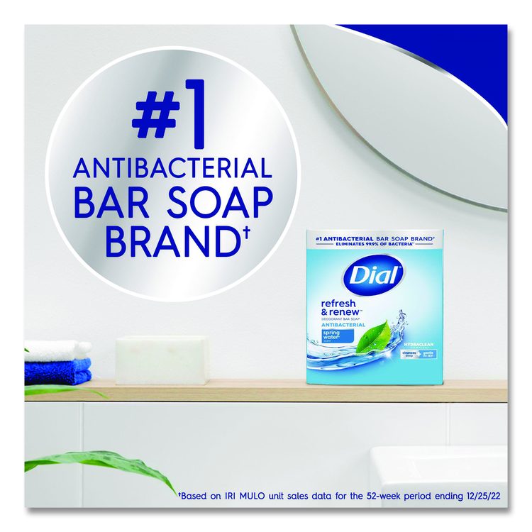 Refresh and Renew Antibacterial Deodorant Bar Soap, Spring Water Scent, 4 oz, 3 Bars/Pack, 4 Packs/Carton