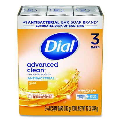 Advanced Clean Antibacterial Deodorant Bar Soap, Gold Scent, 4 oz, 3/Pack, 4 Packs/Carton
