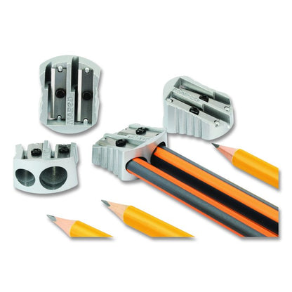 Classic 2-Hole Metal Pencil Sharpener, 2.56 x 0.67 x 4.92, Silver