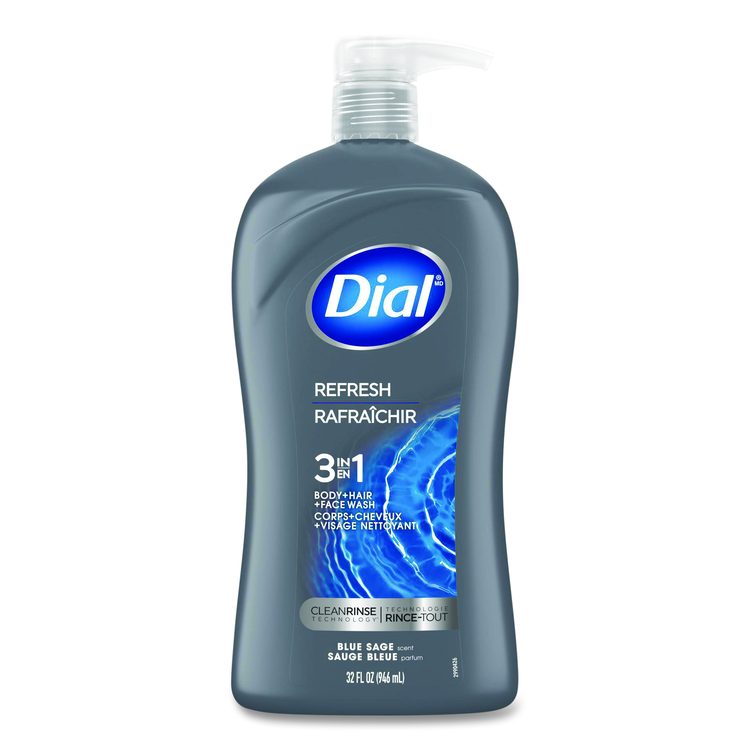 Men Refresh 3-in-1 Body, Hair and Face Wash, Blue Sage Scent, 32 oz, 4/Carton
