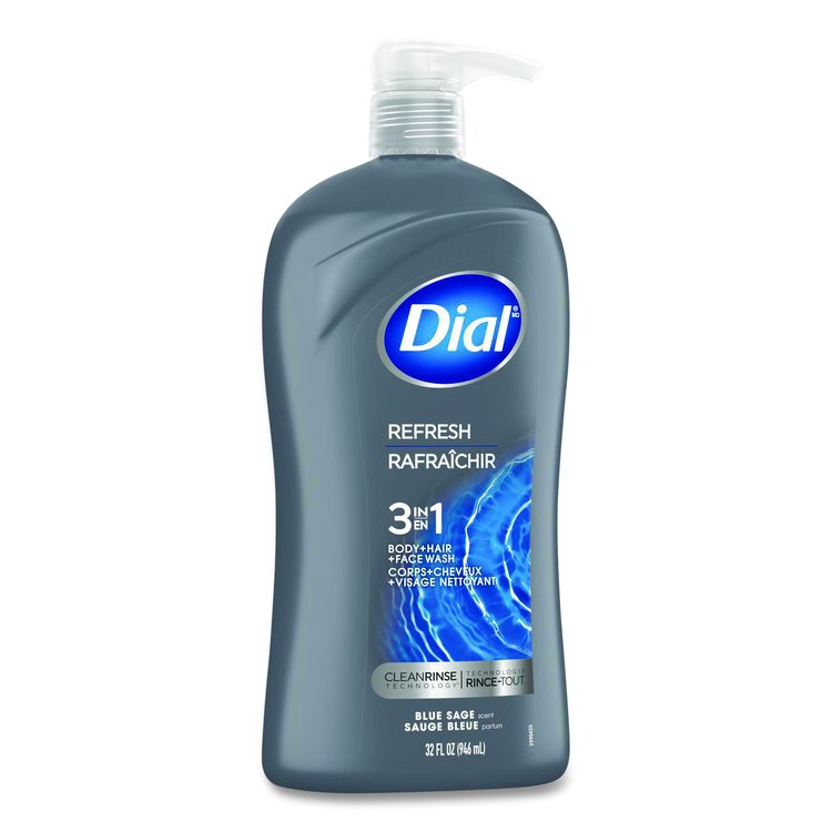 Men Refresh 3-in-1 Body, Hair and Face Wash, Blue Sage Scent, 32 oz, 4/Carton