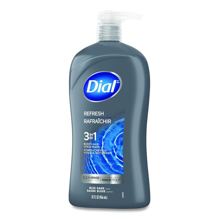 Men Refresh 3-in-1 Body, Hair and Face Wash, Blue Sage Scent, 32 oz, 4/Carton