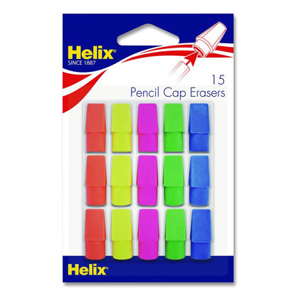 Classic Pencil Cap Erasers, For Pencil Marks, Assorted Colors, 15/Pack