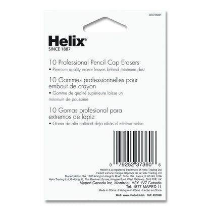 Professional Hi-Polymer Oversized Pencil Cap Erasers, For Pencil Marks, White, 10/Pack