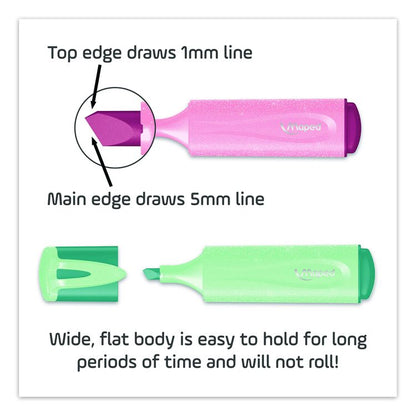 Fluo Peps Pastel Glitter Highlighter, Assorted Ink, Chisel Tip, Assorted Barrel, 4/Pack