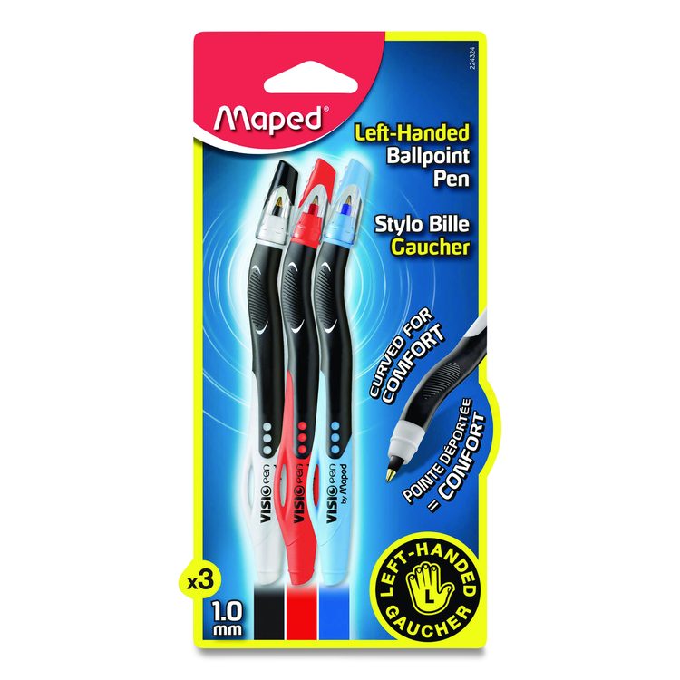 Visio Left-Handed Ballpoint Pen, Stick, Medium 1 mm, Assorted Ink and Barrel Colors, 3/Pack