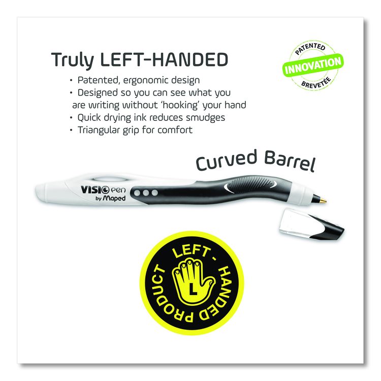 Visio Left-Handed Ballpoint Pen, Stick, Medium 1 mm, Assorted Ink and Barrel Colors, 3/Pack